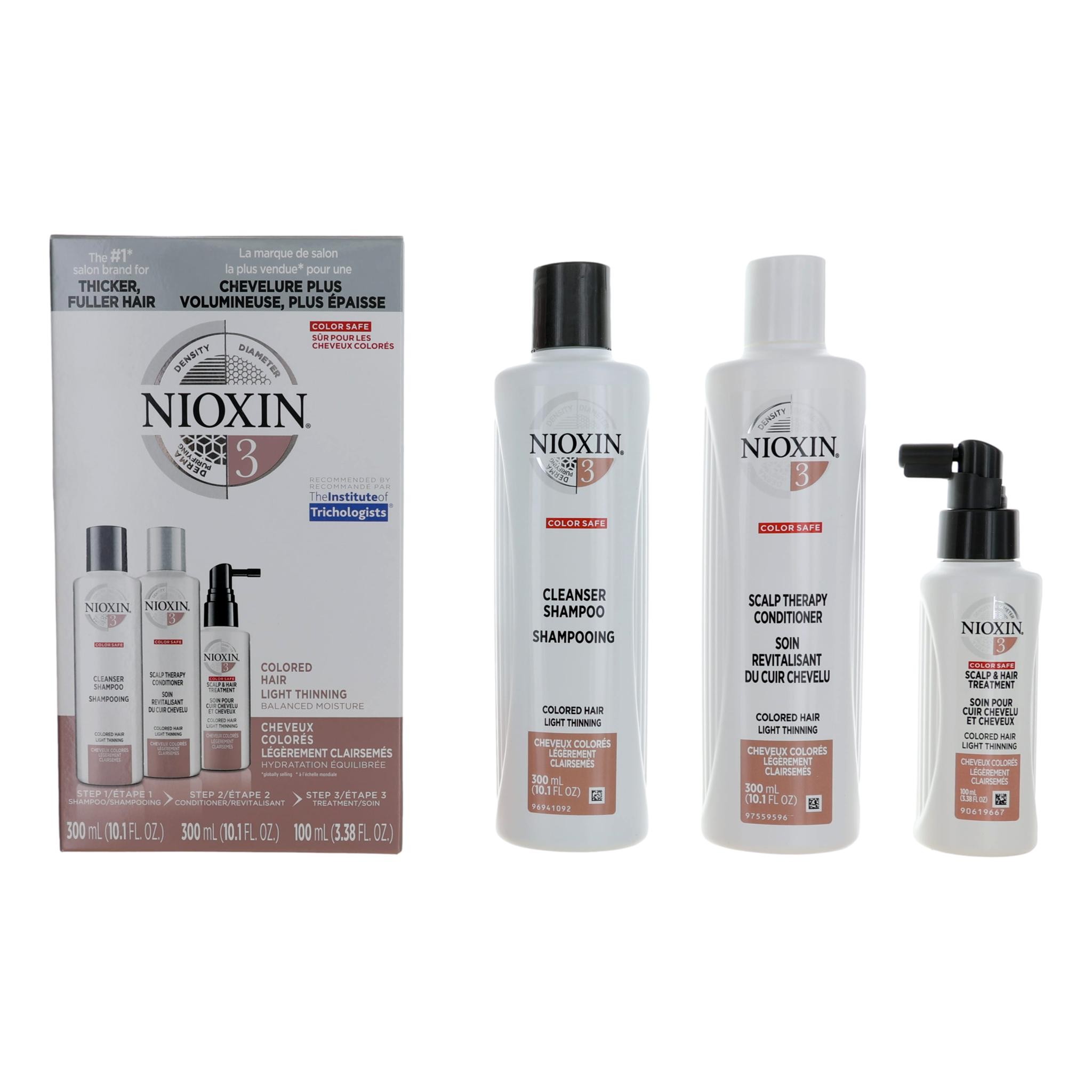 Nioxin 3D Care System Kit 3 by Nioxin, For Colored Hair Light Thinning, Balanced Moisture