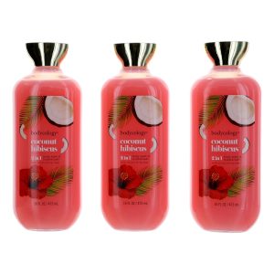 Coconut Hibiscus by Bodycology, 3 Pack 16 oz 2 in 1 Body Wash & Bubble Bath for Women