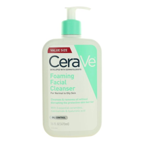 CeraVe Foaming Face Wash by CeraVe, 16 oz Facial Cleanser for Normal to Oily Skin